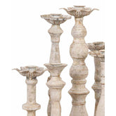 Shabby Chic stílusú 7 ágú, fémtálcás, antikolt felületű, krém színű gyertyatartó